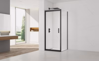 TEX-C ensemble porte compact/paroi 100x80cm anticalcaire avec profilés noir mat (SATTEXC100S80C)