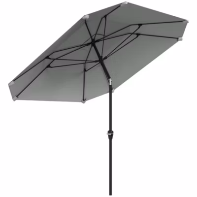 Parasol avec Fonction d Inclinaison,  233 cm, Gris, Pour Terrasse et Jardin