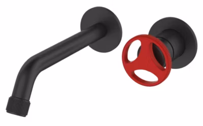Robinet Salle De Bain Mitigeur Lavabo Noir Mural Loftea Noir + Red