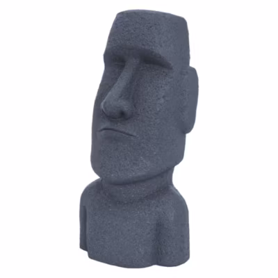 Statue Ile de Paques Moai Rapa Nui figure déco sculpture jardin tête 53,5cm gris