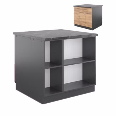 Vicco Îlot de cuisine Chêne doré/anthracite 90cm avec tiroir, sans PT