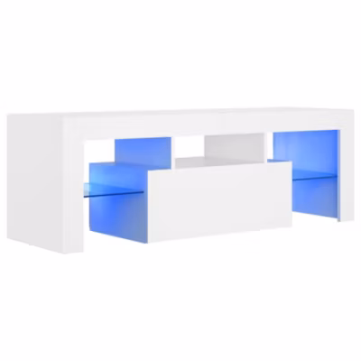 Prolenta Premium –  Meuble TV avec lumières LED Blanc 120x35x40 cm