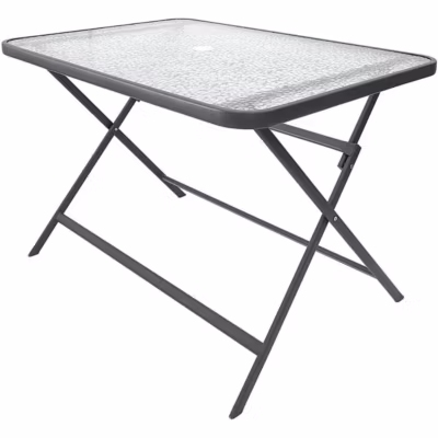 Table de jardin en métal et verre trempé Formentera 110×70 cm