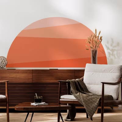 Papier peint intissé pré-encollé fresques géantes – COUCHER DE SOLEIL ORANGE – 45x90cm