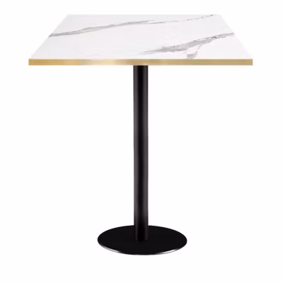 Mange-debout 70x70cm – modèle Rome marbre blanc chants laiton – Restootab