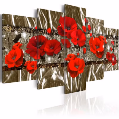 Tableau Fleurs Golden Poppies 100×50 cm