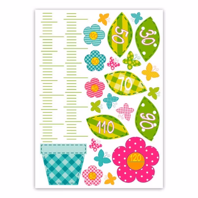 Sticker toise enfant à motifs fleurs
