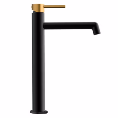 Robinet de lavabo haut à levier unique OSO avec finition NOIR OR mat en laiton Kibath