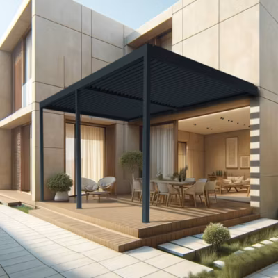 Pergola bioclimatique TRESNA 6,00 x 4,987m Vérin à Télécommande (Gris anthracite)