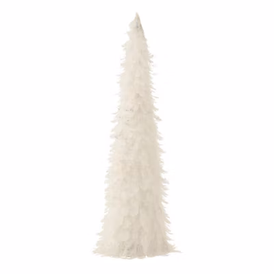Cône Décoratif avec Plumes « Gina » 60cm Blanc