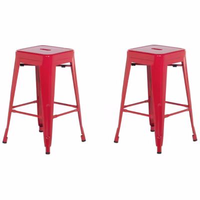 Lot de 2 tabourets de bar CABRILLO Métal Rouge