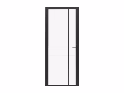 Bloc porte réversible avec design asymétrique en aluminium et verre trempé – H204 x L73 cm – Noir – SANIVA