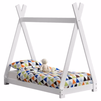 Lit de Tipi pour Enfant Onejda Blanc Mat 140 x 70 cm en.casa
