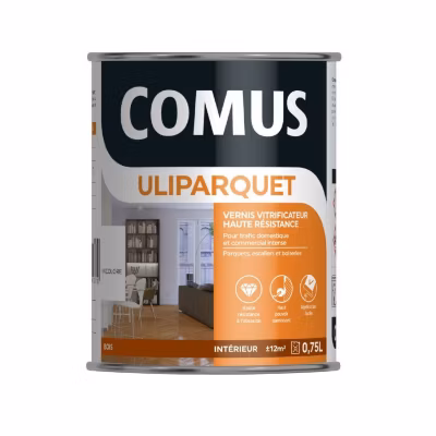 ULIPARQUET SATIN incolore 0.75L – Vernis vitrificateur haute résistance pour trafic domestique – COMUS