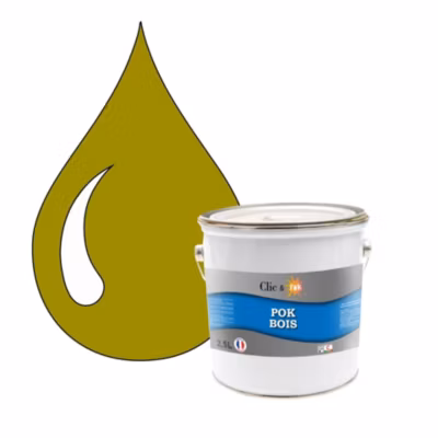 Peinture extérieure bois – Résistante aux intempéries POK BOIS – 2,5L – RAL 1027 – Jaune Curry – Clic & Pok