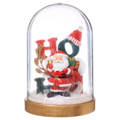 Objet bois sous cloche hohoho 14 cm – feeric lights & christmas