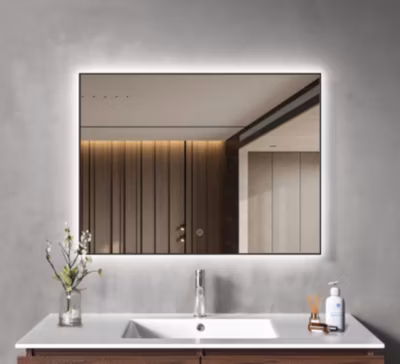 Miroir salle de bain LOMAZOO Lyon avec LED 80 x 60 cm rectangle Noir