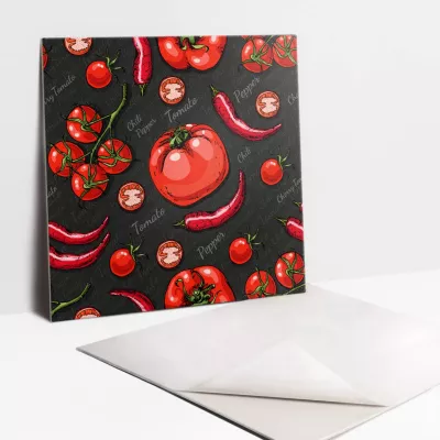 Carreaux vinyle Tulup 30×30 cm Poivrons et tomates 9 pcs