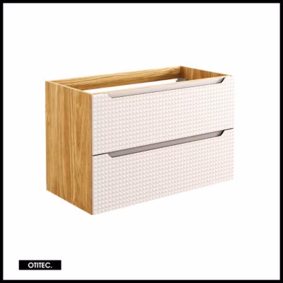 Meuble sous vasque de 90 cm – Beige – 2 tiroirs – SETTA
