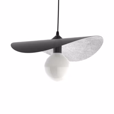LUMICOM – PIUMA Suspension, 1X E27, max 42W, métal, noir mat/feuille argent, D.60cm