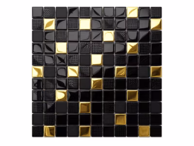 Mosaïque en verre sur filet pour salle de bain ou cuisine 30 cm x 30 cm – Volcano gold