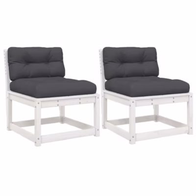 Canapés de jardin avec coussins 2pcs blanc bois de pin massif vidaXL