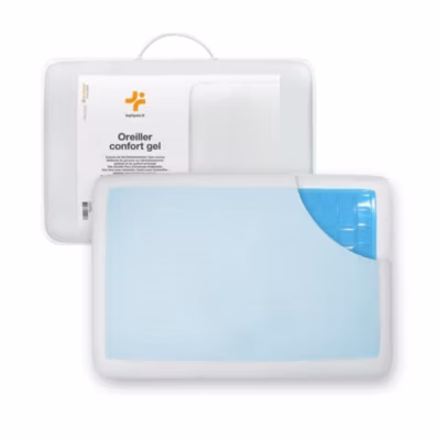 Oreiller gel rafraîchissant rectangulaire double face, ergonomique, mémoire de forme, 60×40 cm