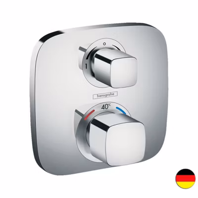 Façade mitigeur thermostatique encastré HANSGROHE Ecostat E chromée avec robinet d&rsquo;arrêt et inverseur
