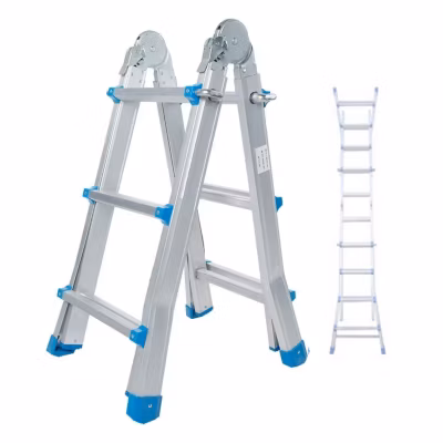 Echelle télescopique de BM TOOLS BMT-4X3-EXT en Aluminium – jusqu&rsquo;à 2.9 Mètres, Multi-usages Pliable – jusqu&rsquo;à 150kg – articulée