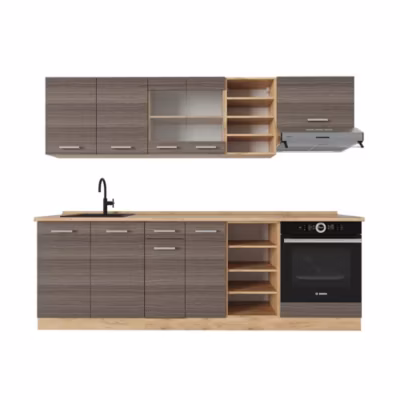 Vicco Cuisine gris noble/chêne doré 240cm sans PT