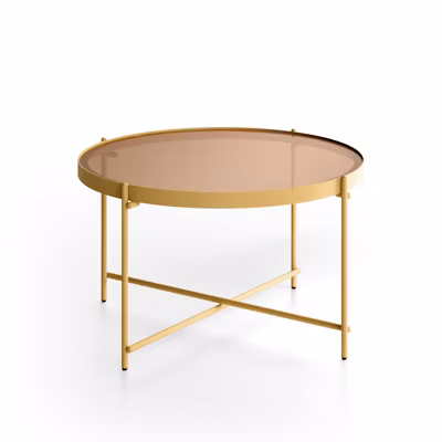 Marissa Table basse (70x70x40h) en verre trempé laiton