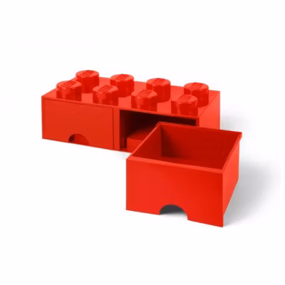 Brique de Rangement LEGO 2 tiroirs 8 picots – Rouge