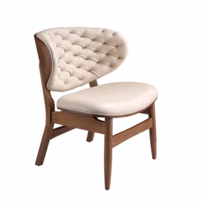 Fauteuil en similicuir sable et noyer 5141 – 78x69x80 cm