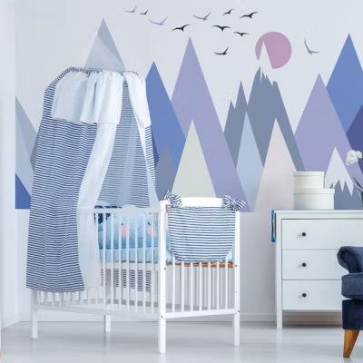 Stickers enfant montagnes scandinaves solanka 90 x 135 cm