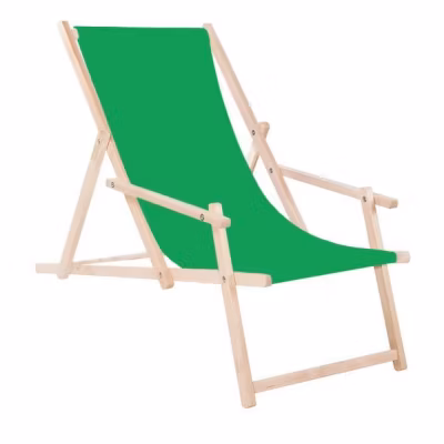 Transat de jardin – SPRINGOS – Chaise longue pliante en bois – Accoudoirs – Réglage 3 niveaux – 120 kg max