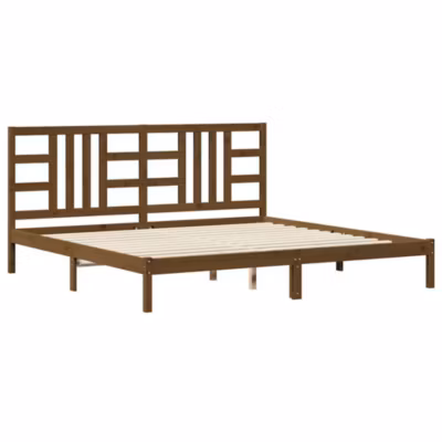 Lit double, Lit adulte, Cadre de lit sans matelas marron miel 200×200 cm bois massif