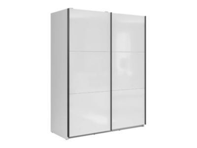 Armoire à 2 portes coulissante coloris Blanc brillant – Longueur 153,5 x Profondeur 60 x Hauteur 195,5 cm