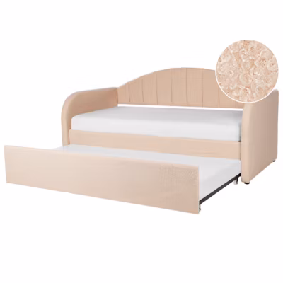Lit gigogne Bouclé EYBURIE 90 x 200 cm Rose pêche