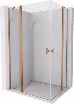 Mexen Mist Duo cabine de douche pivotante 105 x 80 cm, transparent, cuivre brossé – 8A4-105-080-65-00