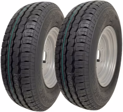 Roue de remorque 145R10, pneu 10 pouces, 500 kg, 84/82N, 4 boulons, entraxe de 4 pouces, homologation E (lot de 2)