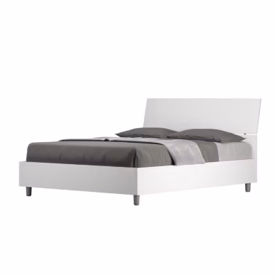Lit coffre 140×190 avec tête de lit inclinée en frêne blanc Demas
