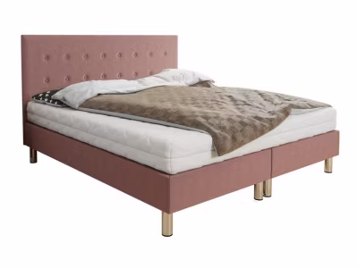 Lit Logan 100, Double, Rose, Tissu, Disponible, 180x204x115cm