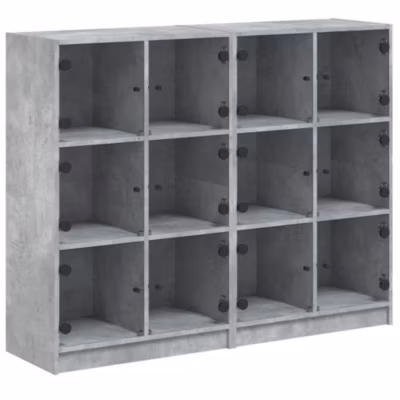 Bibliothèque avec portes gris béton 136x37x109 cm vidaXL