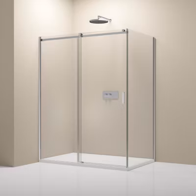 Cabine de douche d&rsquo;angle, verre clair 8mm, porte coulissante – NT806 FLEX 130x80x195cm