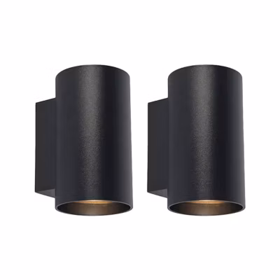 Lot de 2 appliques murales modernes rondes noires 2 lumières – Sandy