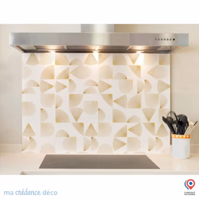 Crédence cuisine fond de hotte Rayonnement doré – Verre trempé – L 60 cm x H 45 cm – MaCrédenceDéco