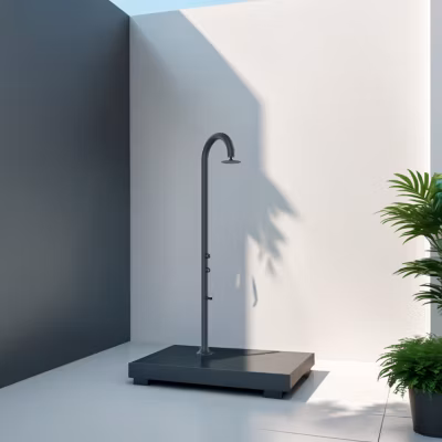 Douche alu grise double raccord lavepieds et mitigeur integre