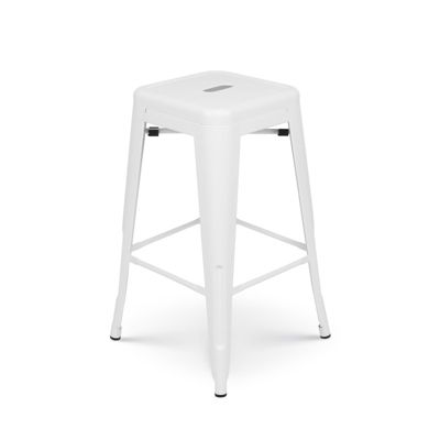 Tabouret de bar en métal blanc mat style industriel   Hauteur 66 cm
