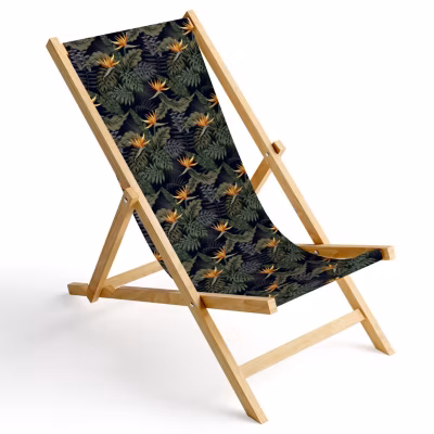 Transat de jardin Ferocity en bois pliant Fleurs orange – 1 pièce