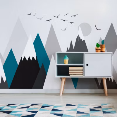 Stickers enfant montagnes scandinaves annuska 90 x 135 cm
